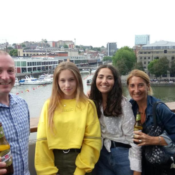 Host father with students and teacher
